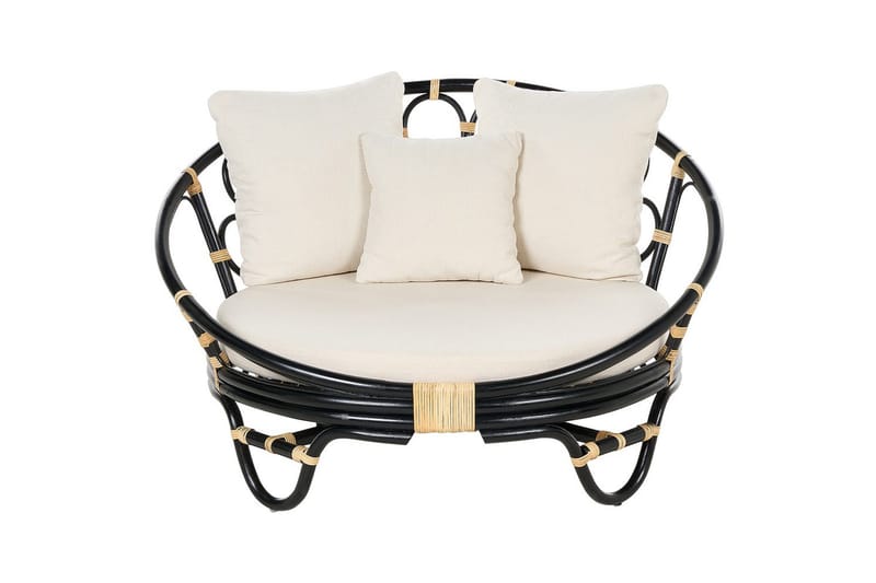 Solstol set om 2 Rossano - Svart, beige - Utemöbler - Utestolar & fåtöljer - Utefåtöljer & loungefåtöljer