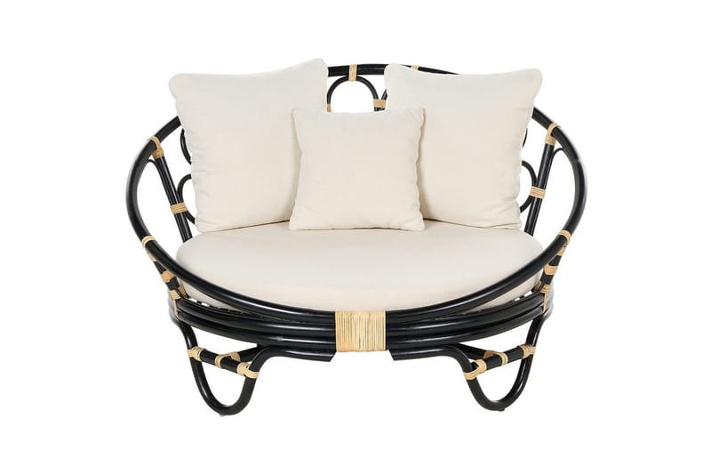 Solstol set om 2 Rossano - Svart, beige - Utemöbler - Utestolar & fåtöljer - Utefåtöljer & loungefåtöljer