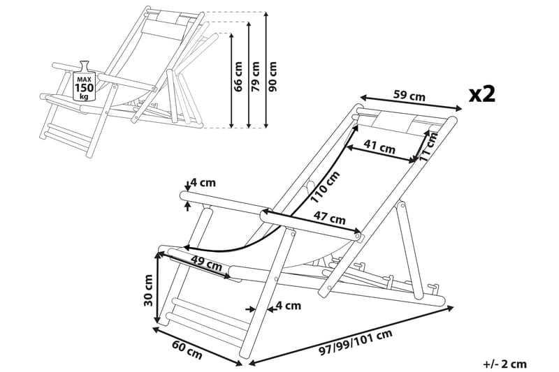 Solstol 2 st ljust trä/beige ATRANI - Trä/natur - Utemöbler - Utestolar & fåtöljer - Solstol
