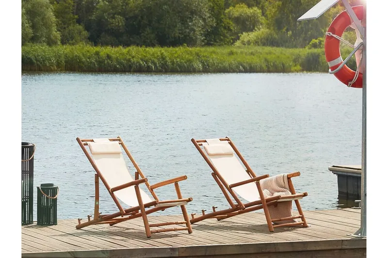 Solstol 2 st ljust trä/beige ATRANI - Trä/natur - Utemöbler - Utestolar & fåtöljer - Solstol