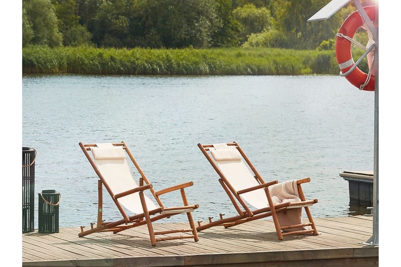 Solstol 2 st ljust trä/beige ATRANI - Trä/natur - Utemöbler - Utestolar & fåtöljer - Solstol