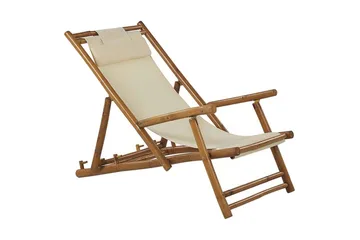 Solstol 2 st ljust trä/beige ATRANI - Trä/natur - Utemöbler - Utestolar & fåtöljer - Solstol