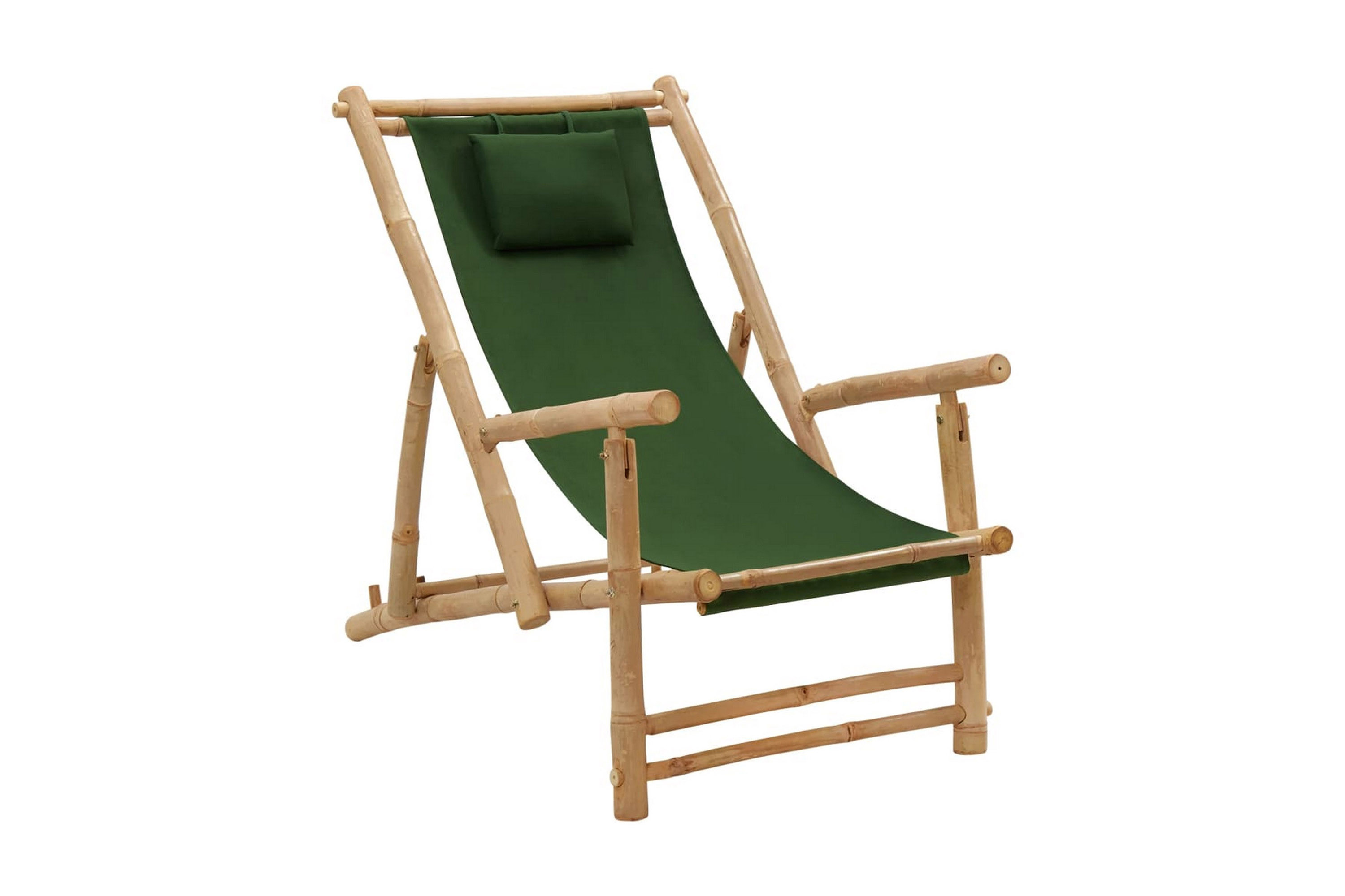 Be Basic Solstol bambu och kanvas grön – Grön