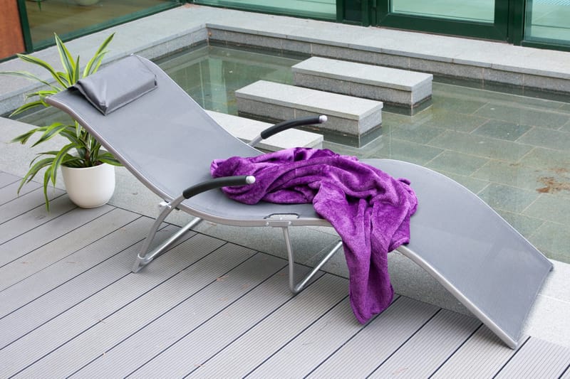 Solstol Batya 173x63x65 cm Grå Stålram - Utemöbler - Utestolar & fåtöljer - Solstol