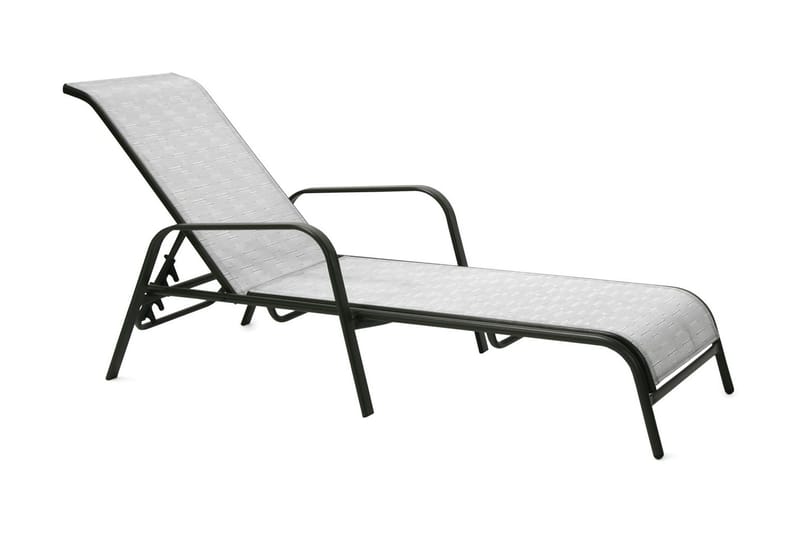 Solstol DUBLIN 161x665xH48/100cm stålram brun, Vit/svart