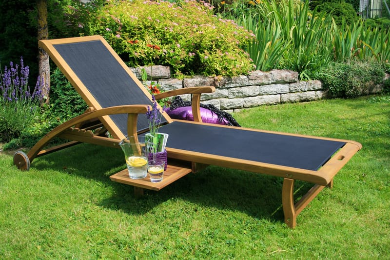 Solstol FRAMTID 200x755xH95cm svart Akacia - Utemöbler - Utestolar & fåtöljer - Solstol