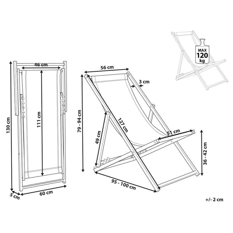 Solstol Locri Ii - Beige, svart - Utemöbler - Utestolar & fåtöljer - Solstol - Däckstol