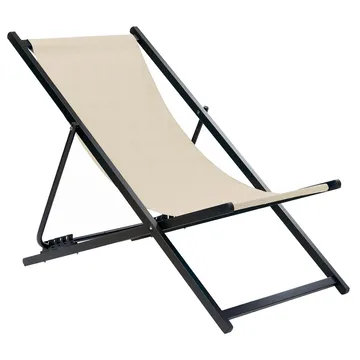 Solstol Locri Ii - Beige, svart - Utemöbler - Utestolar & fåtöljer - Solstol