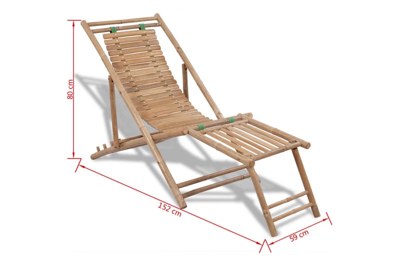 Solstol med fotstöd bambu - Brun - Solstol