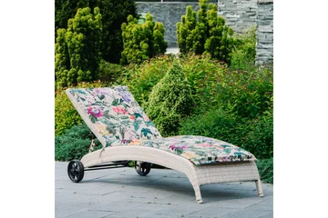 Solstol WICKER 73x196x99cm färg: beige - Beige - Utemöbler - Utestolar & fåtöljer - Solstol