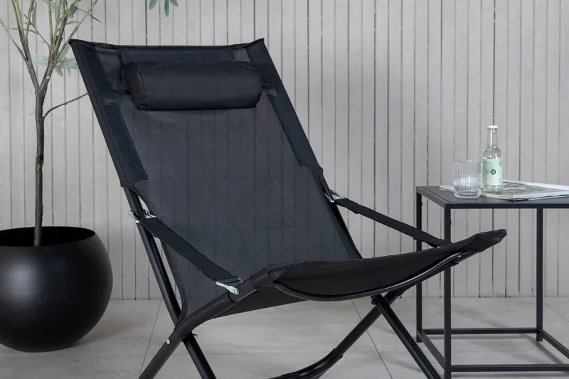 Seville Relaxstol Vikbar med Dyna - Svart - Utemöbler - Utestolar & fåtöljer - Solstol - Strandstol