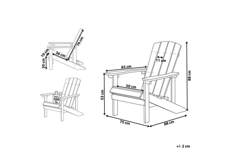Trädgårdsstol Adirondack - Grön, 75x88x88 cm - Utemöbler - Utestolar & fåtöljer - Solstol - Däckstol