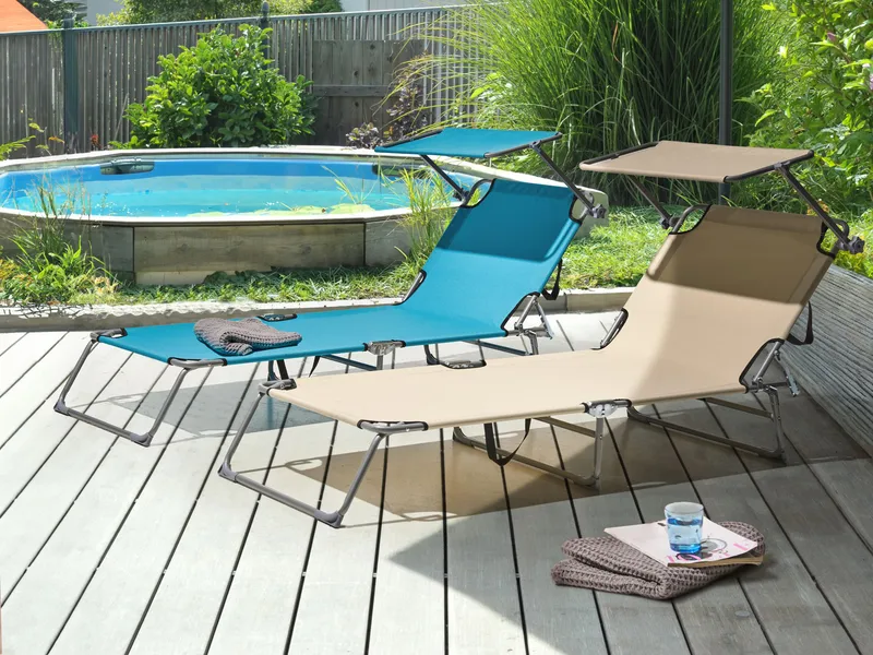 Solstol utomhus Foligno Stål - Beige/Silver - Utemöbler - Utestolar & fåtöljer - Solsängar & solvagnar