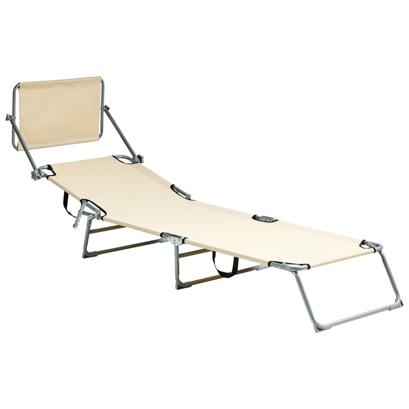 Solstol utomhus Foligno Stål - Beige/Silver - Utemöbler - Utestolar & fåtöljer - Solsängar & solvagnar