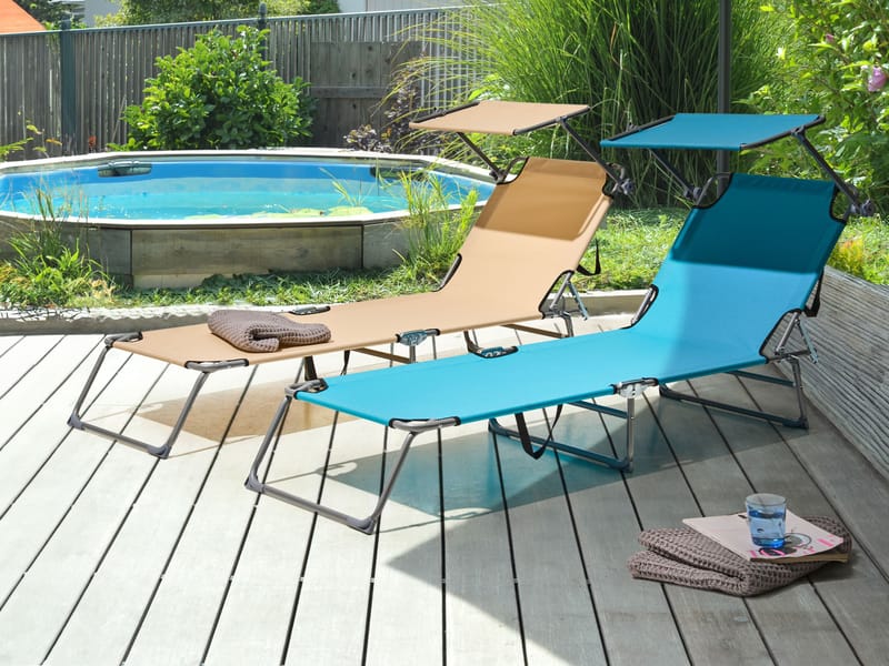 Solstol utomhus Foligno Stål - Blå/Silver - Utemöbler - Utestolar & fåtöljer - Solsängar & solvagnar