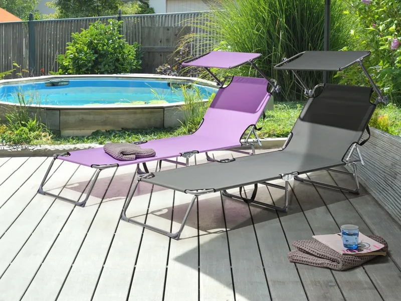 Solstol utomhus Foligno Stål - Grå/Silver - Utemöbler - Utestolar & fåtöljer - Solsängar & solvagnar