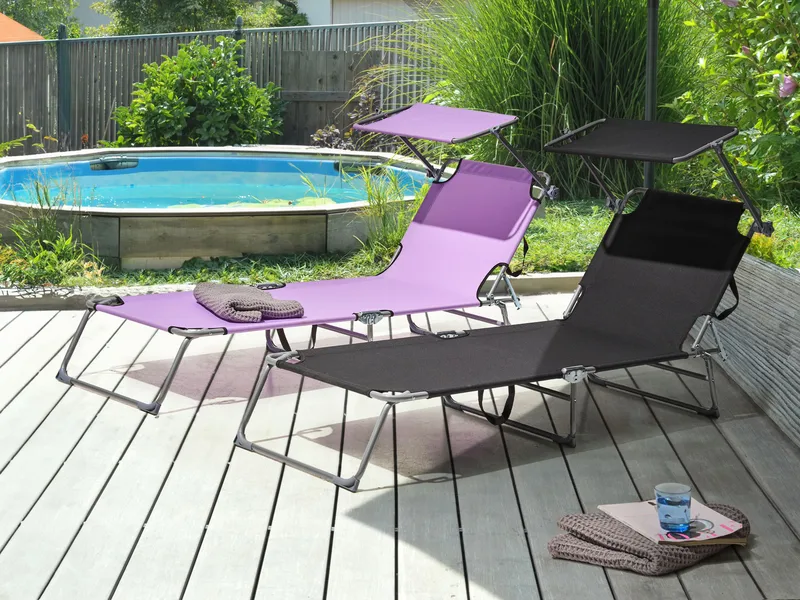 Solstol utomhus Foligno Stål - Svart/Silver - Utemöbler - Utestolar & fåtöljer - Solsängar & solvagnar