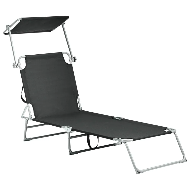Solstol utomhus Foligno Stål - Svart/Silver - Utemöbler - Utestolar & fåtöljer - Solsängar & solvagnar