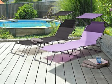 Solstol utomhus Foligno Stål - Violett/Silver - Utemöbler - Utestolar & fåtöljer - Solsängar & solvagnar