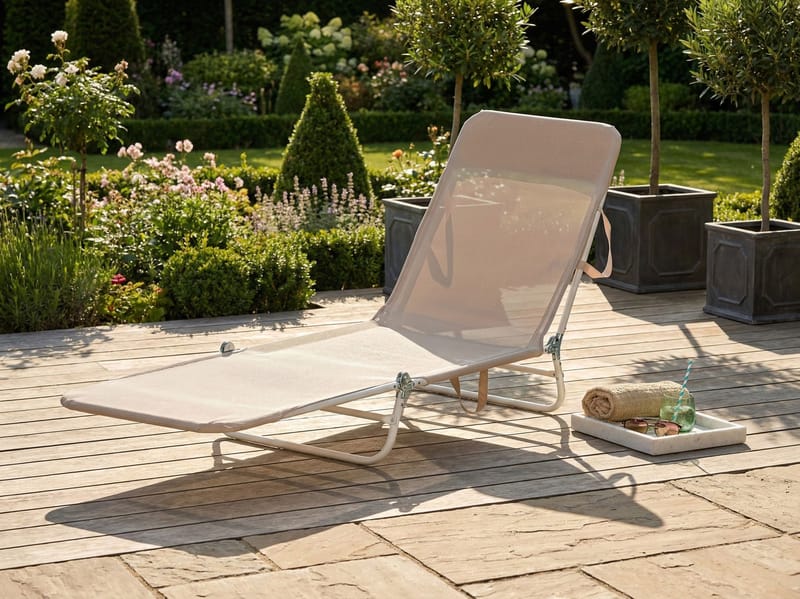 Solstol utomhus Kastoria - Beige/Vit - Utemöbler - Utestolar & fåtöljer - Solsängar & solvagnar