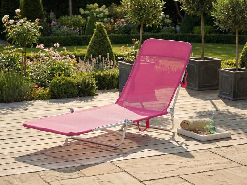 Solstol utomhus Kastoria Stål - Rosa/Vit - Utemöbler - Utestolar & fåtöljer - Solsängar & solvagnar