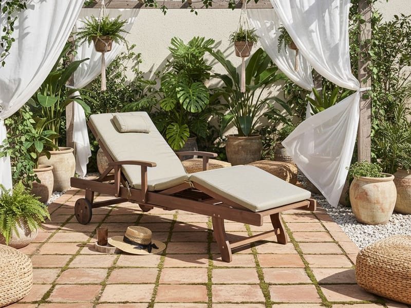 Solstol utomhus med Dyna Amantea Premium Akaciaträ - Brun/Taupe - Utemöbler - Utestolar & fåtöljer - Solsängar & solvagnar