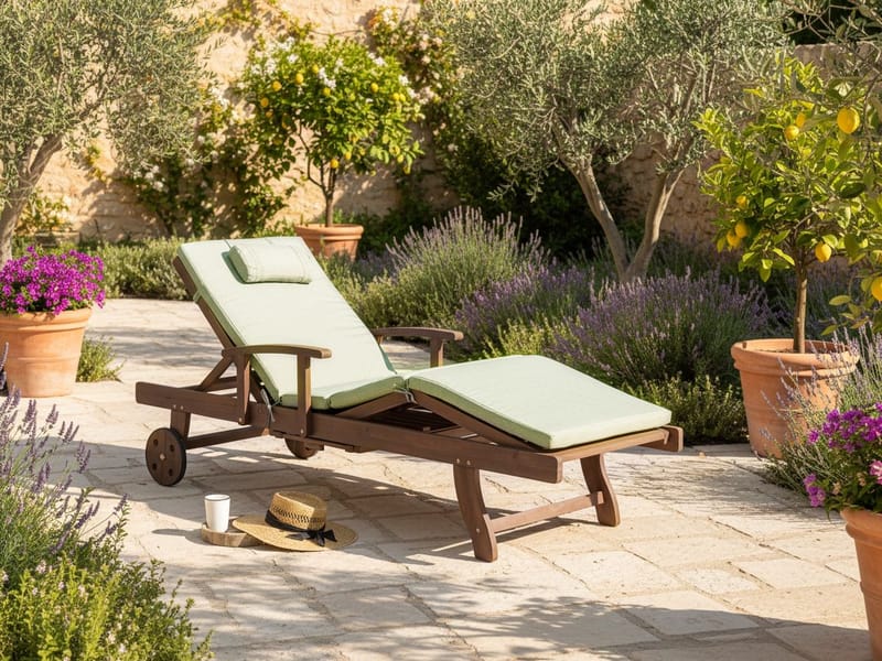 Solstol utomhus med Dyna Amantea Premium Akaciaträ - Brun/Grön - Utemöbler - Utestolar & fåtöljer - Solsängar & solvagnar