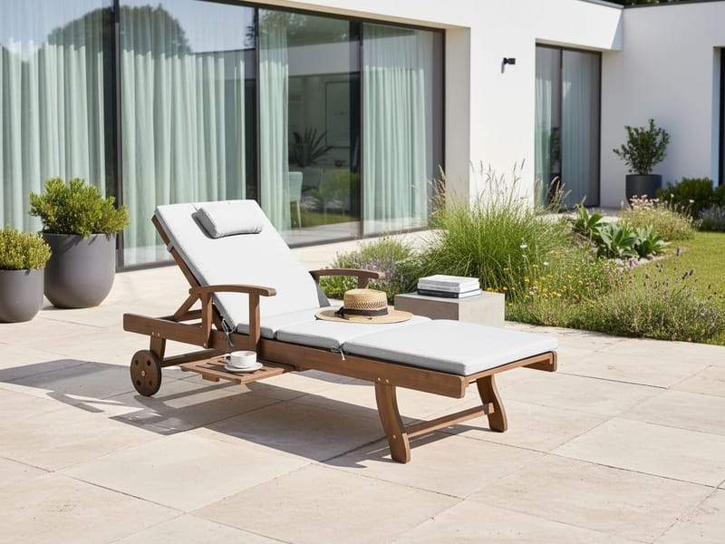 Solstol utomhus med Dyna Amantea Premium Akaciaträ - Brun/Ljusgrå - Utemöbler - Utestolar & fåtöljer - Solsängar & solvagnar