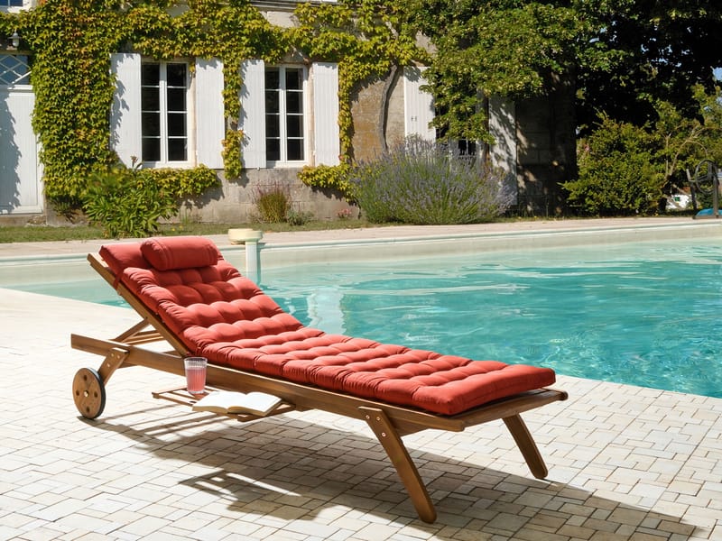 Solstol utomhus med Dyna Cesana Premium Akaciaträ - Brun/Röd - Utemöbler - Utestolar & fåtöljer - Solsängar & solvagnar