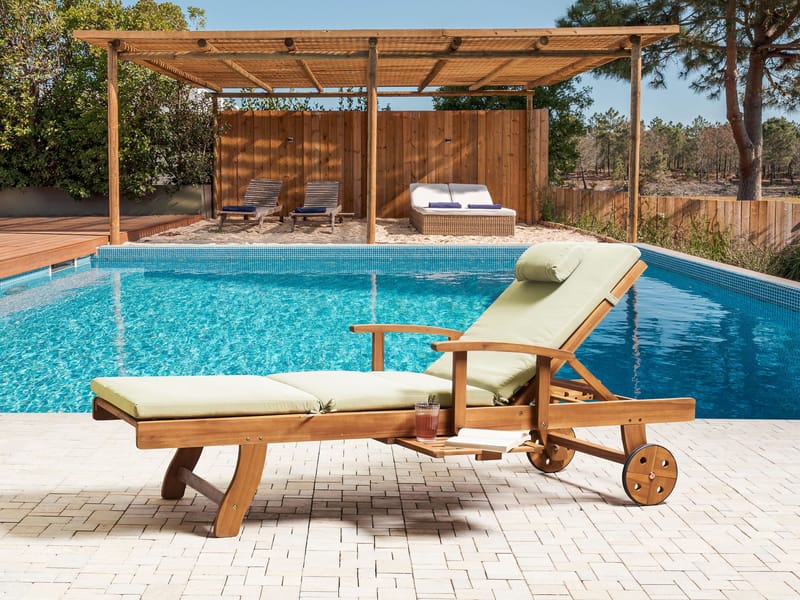 Solstol utomhus med Dyna Java Premium Akaciaträ - Brun/Grön - Utemöbler - Utestolar & fåtöljer - Solsängar & solvagnar