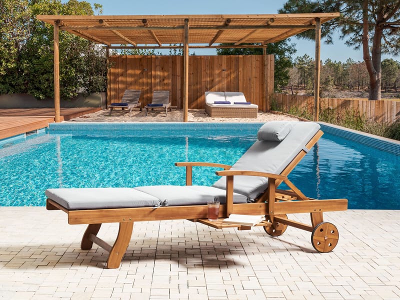 Solstol utomhus med Dyna Java Premium Akaciaträ - Brun/Ljusgrå - Utemöbler - Utestolar & fåtöljer - Solsängar & solvagnar