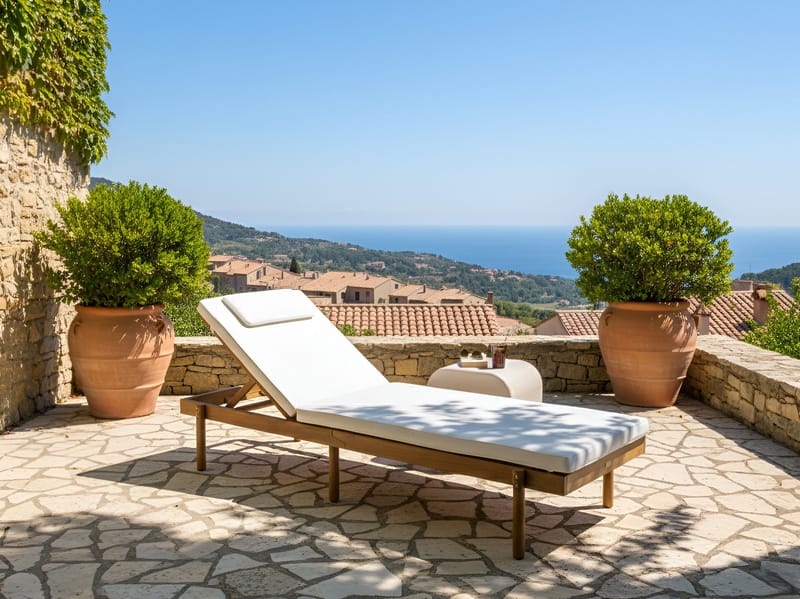 Solstol utomhus med Dyna Marcetelli Akaciaträ - Brun/Vit - Utemöbler - Utestolar & fåtöljer - Solsängar & solvagnar