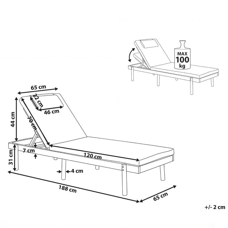 Solstol utomhus med Dyna Marcetelli Akaciaträ - Brun/Vit - Utemöbler - Utestolar & fåtöljer - Solsängar & solvagnar
