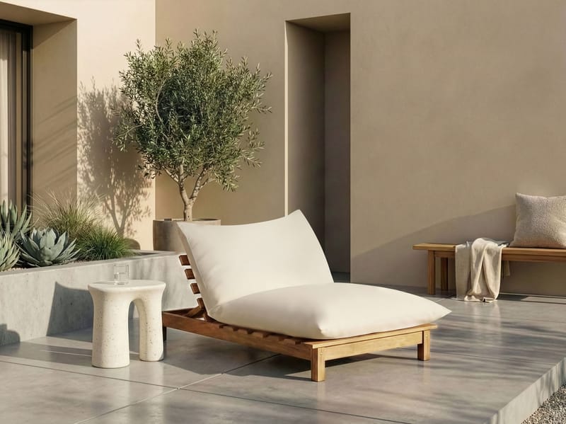 Solstol utomhus med Dyna Suno Akaciaträ - Brun/Beige - Utemöbler - Utestolar & fåtöljer - Solstol