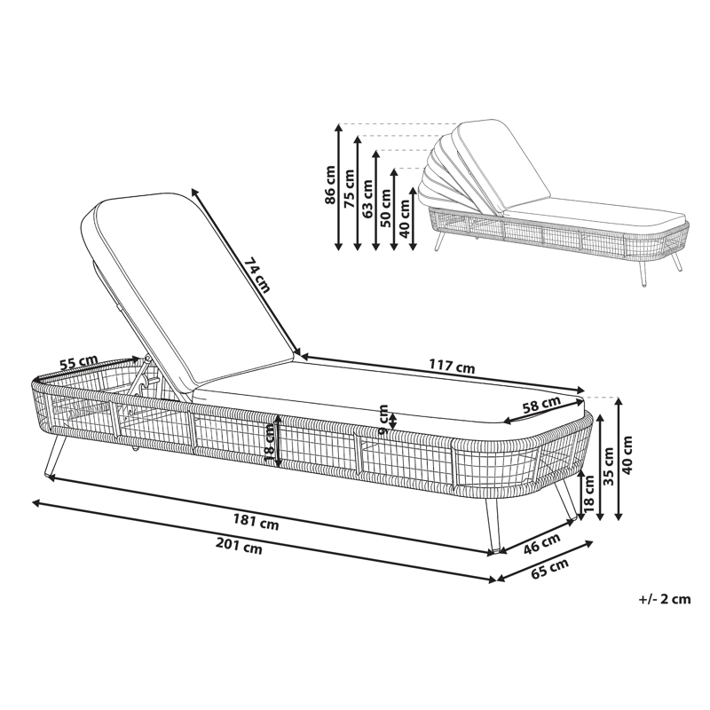 Solstol utomhus med Dyna Zeri Konstrotting - Beige - Utemöbler - Utestolar & fåtöljer - Solsängar & solvagnar