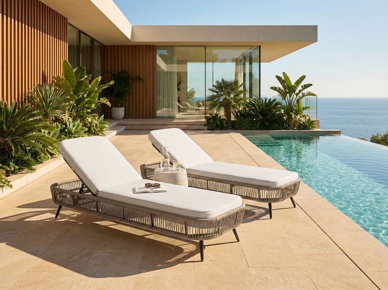 Solstol utomhus med Dyna Zeri Konstrotting - Beige - Utemöbler - Utestolar & fåtöljer - Solsängar & solvagnar