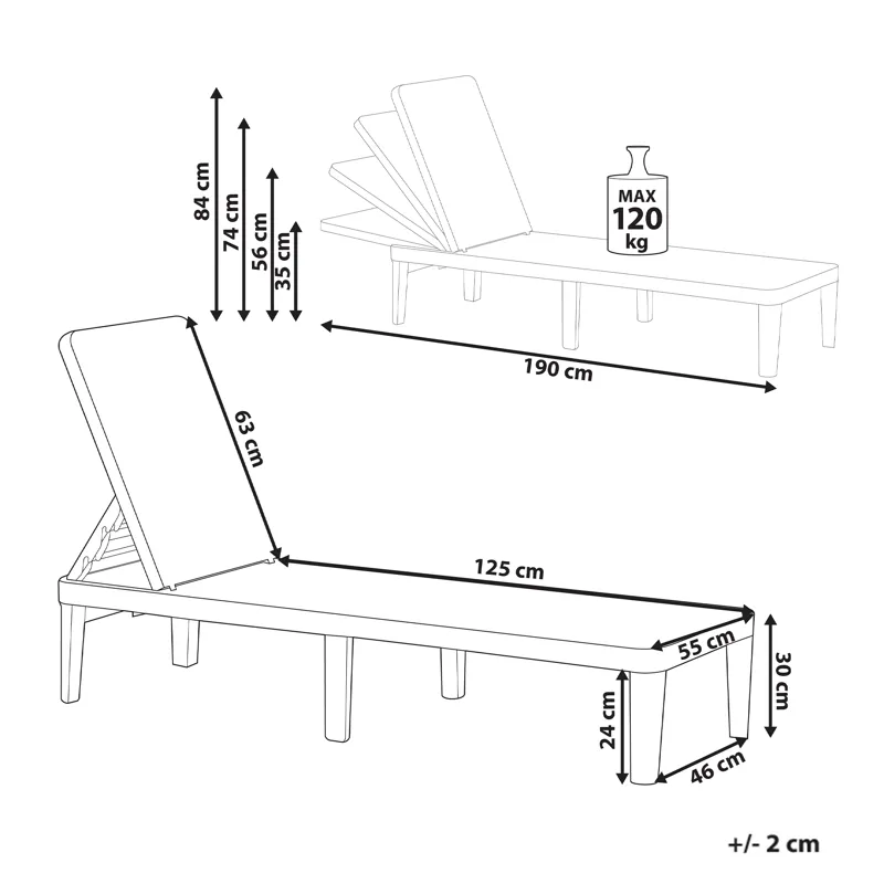 Solstol utomhus Ossimo - Röd - Utemöbler - Utestolar & fåtöljer - Solstol
