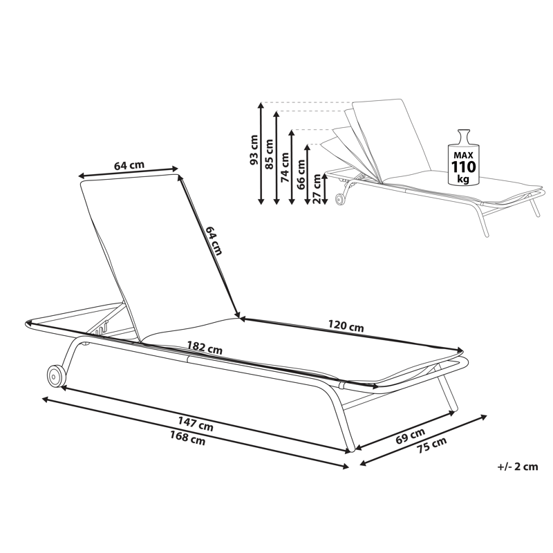 Solstol utomhus Volterra Stål - Grön/Grå - Utemöbler - Utestolar & fåtöljer - Solsängar & solvagnar