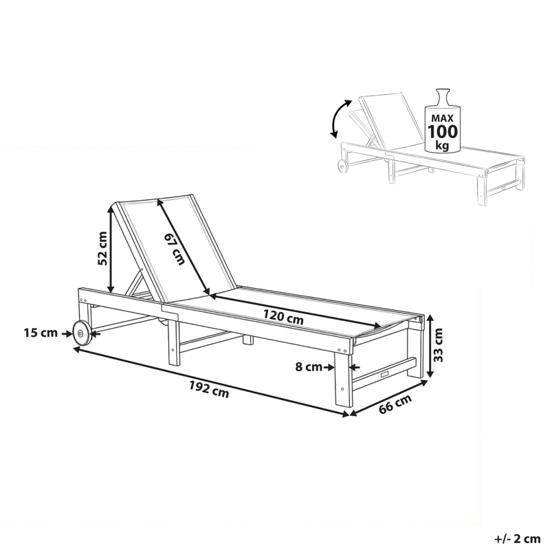 Solstol utomhus Pedesina Akaciaträ - Brun/Beige - Utemöbler - Utestolar & fåtöljer - Solsängar & solvagnar