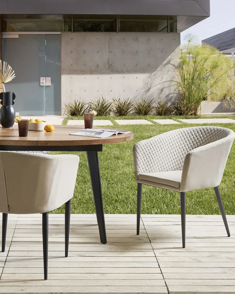 Stol utomhus Curgos - Beige/Svart - Utemöbler - Utestolar & fåtöljer - Utefåtöljer & loungefåtöljer