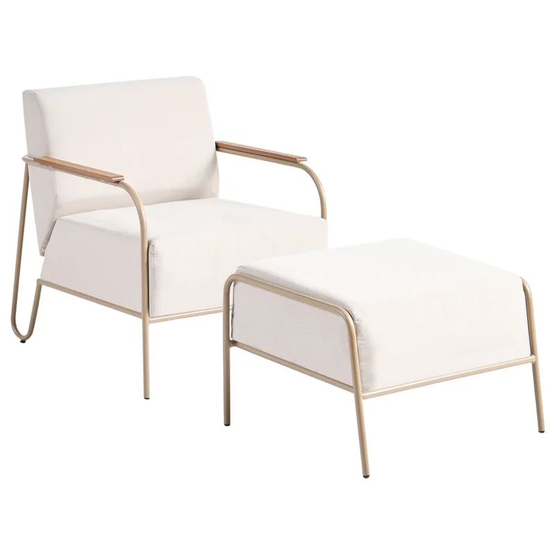 Stol utomhus Nimis med Fotpall, Beige