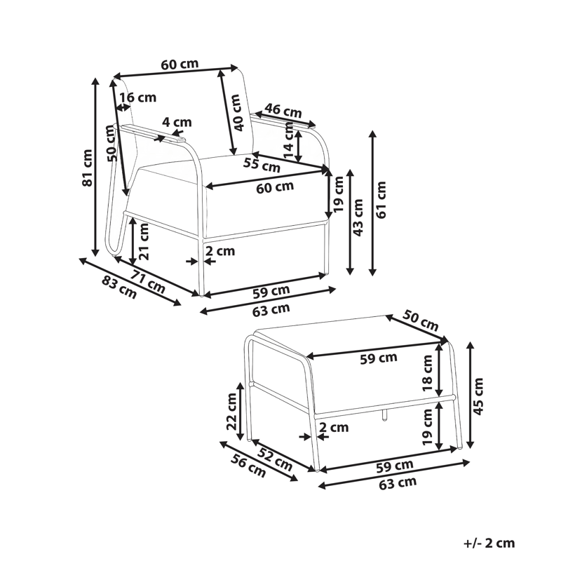 Stol utomhus Nimis med Fotpall - Beige - Utemöbler - Utestolar & fåtöljer - Utefåtöljer & loungefåtöljer
