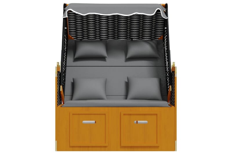 Strandkorg med dyna konstrottning massivt trä svart & antrac - Trä/antracit - Utemöbler - Utestolar & fåtöljer - Solsängar & solvagnar