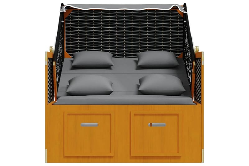 Strandkorg med dyna konstrottning massivt trä svart & antrac - Trä/antracit - Utemöbler - Utestolar & fåtöljer - Solsängar & solvagnar