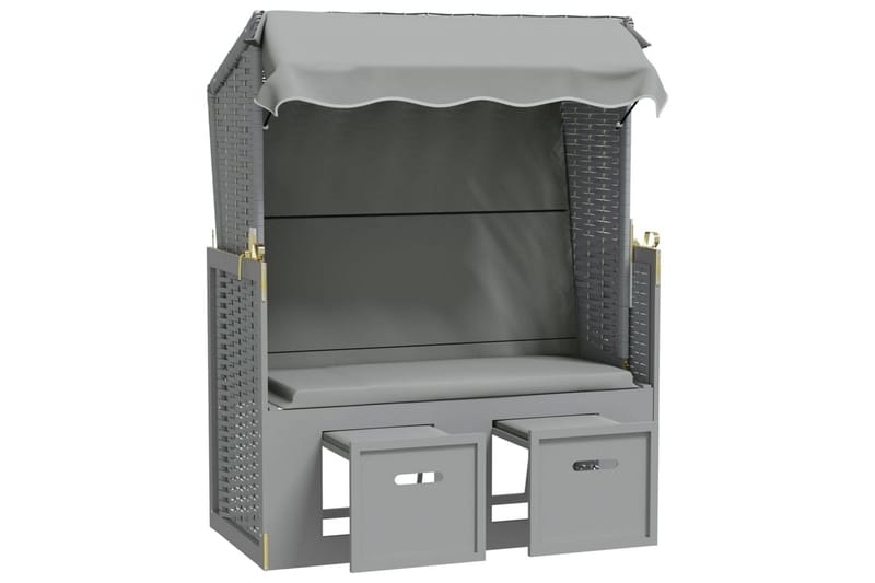 Strandkorg med tak konstrottning och massivt trä grå - Grå - Utemöbler - Utestolar & fåtöljer - Solsängar & solvagnar