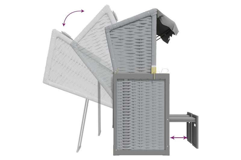 Strandkorg med tak konstrottning och massivt trä grå - Grå - Utemöbler - Utestolar & fåtöljer - Solsängar & solvagnar