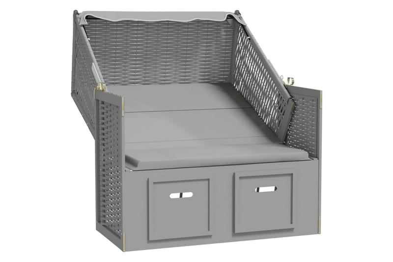 Strandkorg med tak konstrottning och massivt trä grå - Grå - Utemöbler - Utestolar & fåtöljer - Solsängar & solvagnar
