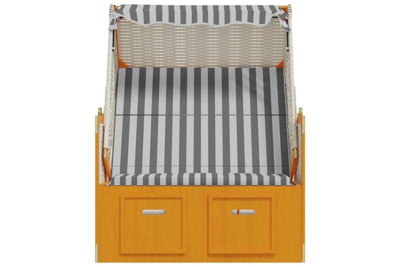 Strandkorg med tak konstrottning och massivt trä vit och grå - Vit/Grå/Trä - Utemöbler - Utestolar & fåtöljer - Solsängar & solvagnar