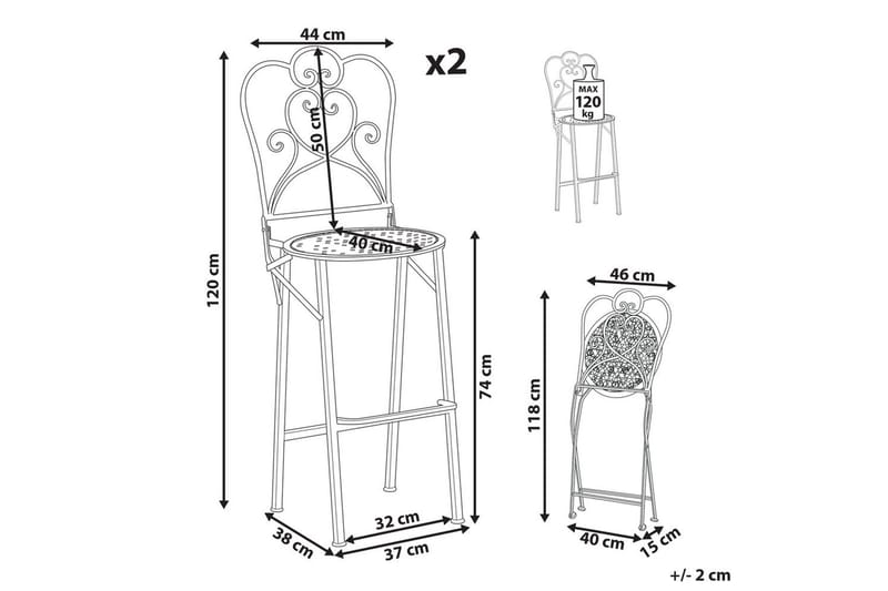 Trädgårdsbarstolar set om 2 Trieste - Utemöbler - Utestolar & fåtöljer - Barstol utomhus