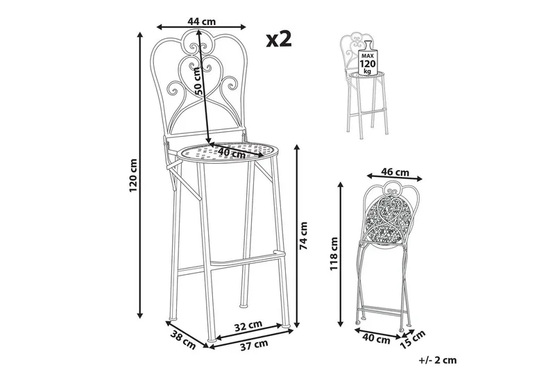 Trädgårdsbarstolar set om 2 Trieste - Utemöbler - Utestolar & fåtöljer - Barstol utomhus
